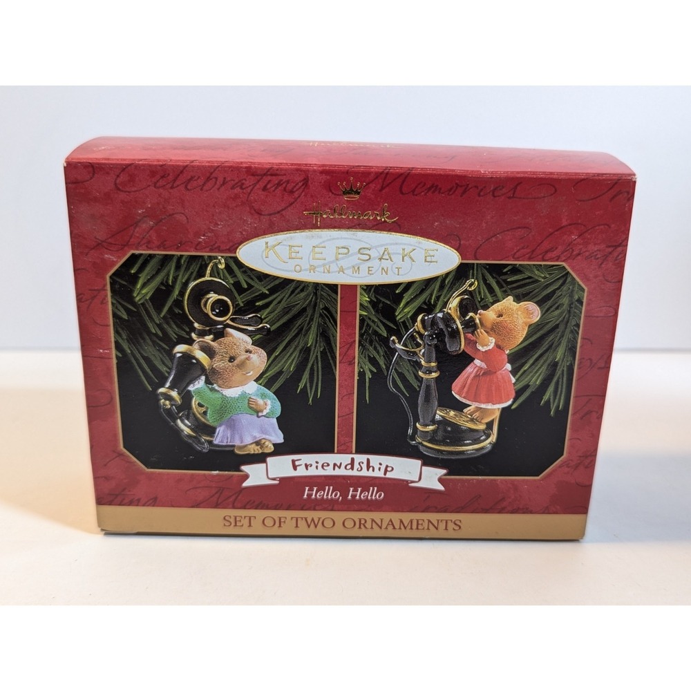 Hallmark Ornament Christmas Friendship‎ Hello Hello 1999 Holiday Set of 2